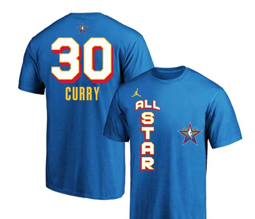 Men 2025 NBA all Star #30 Curry blue T Shirt->nba t-shirts->Sports Accessory